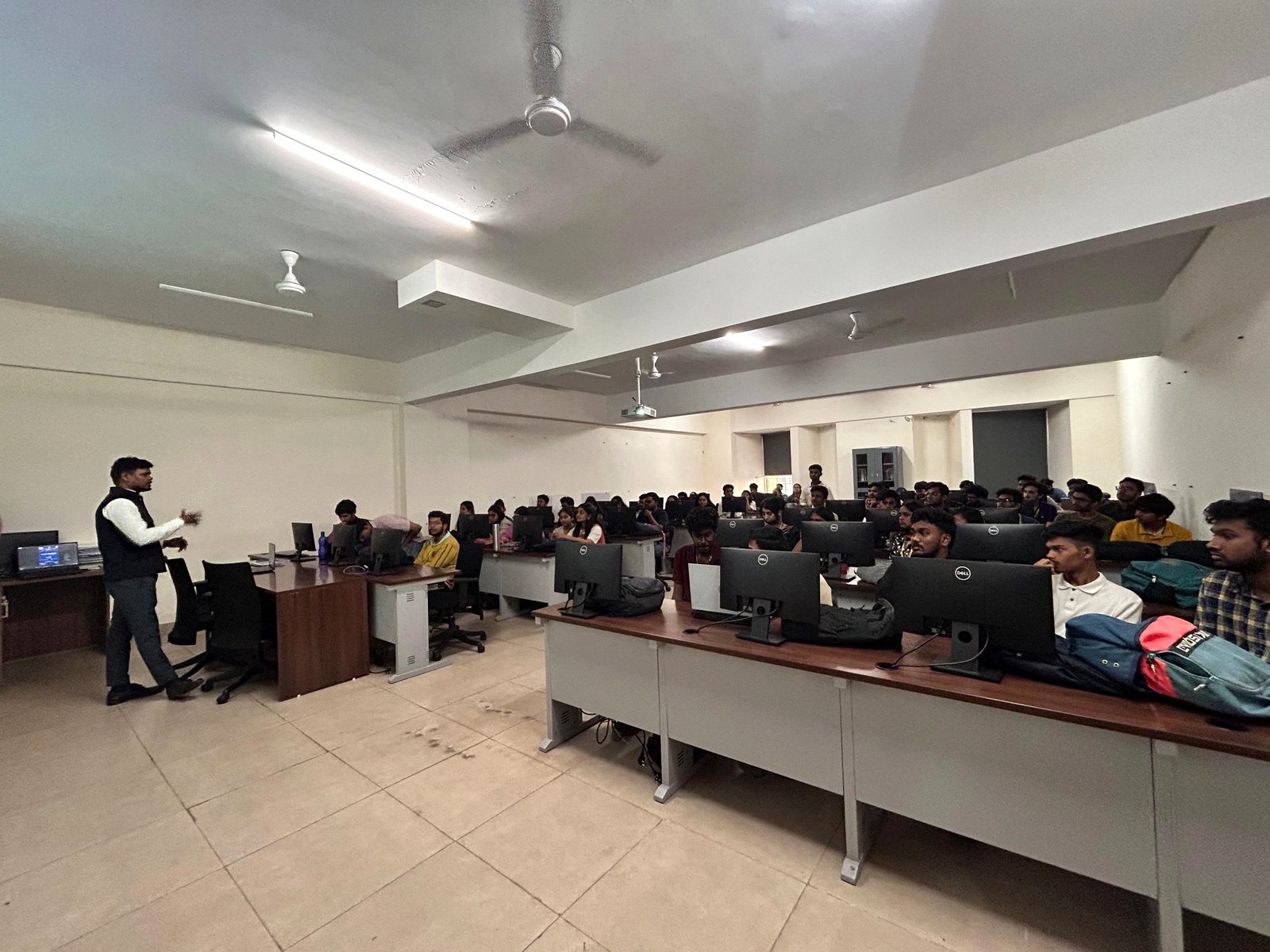 Interactive GenAI application development session with students.