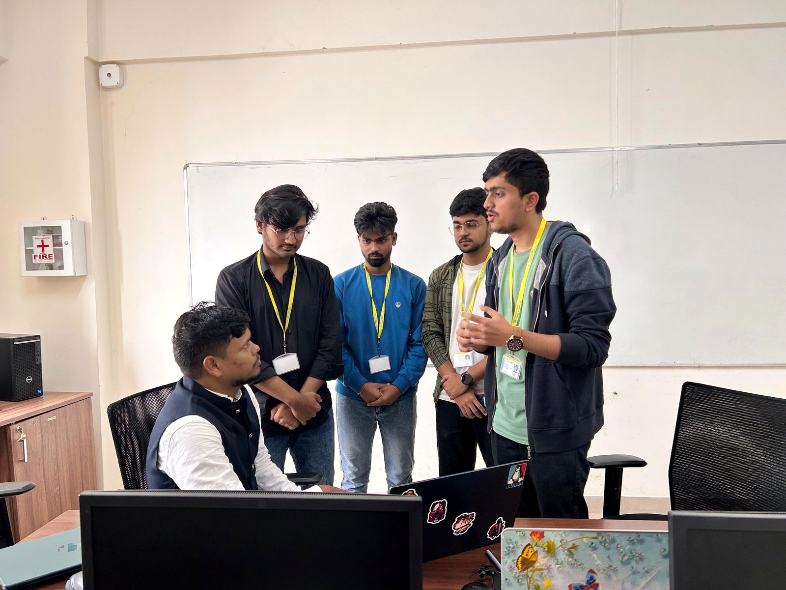 Mentoring and judging student project work during the Full-Stack GenAI Application Development workshop.