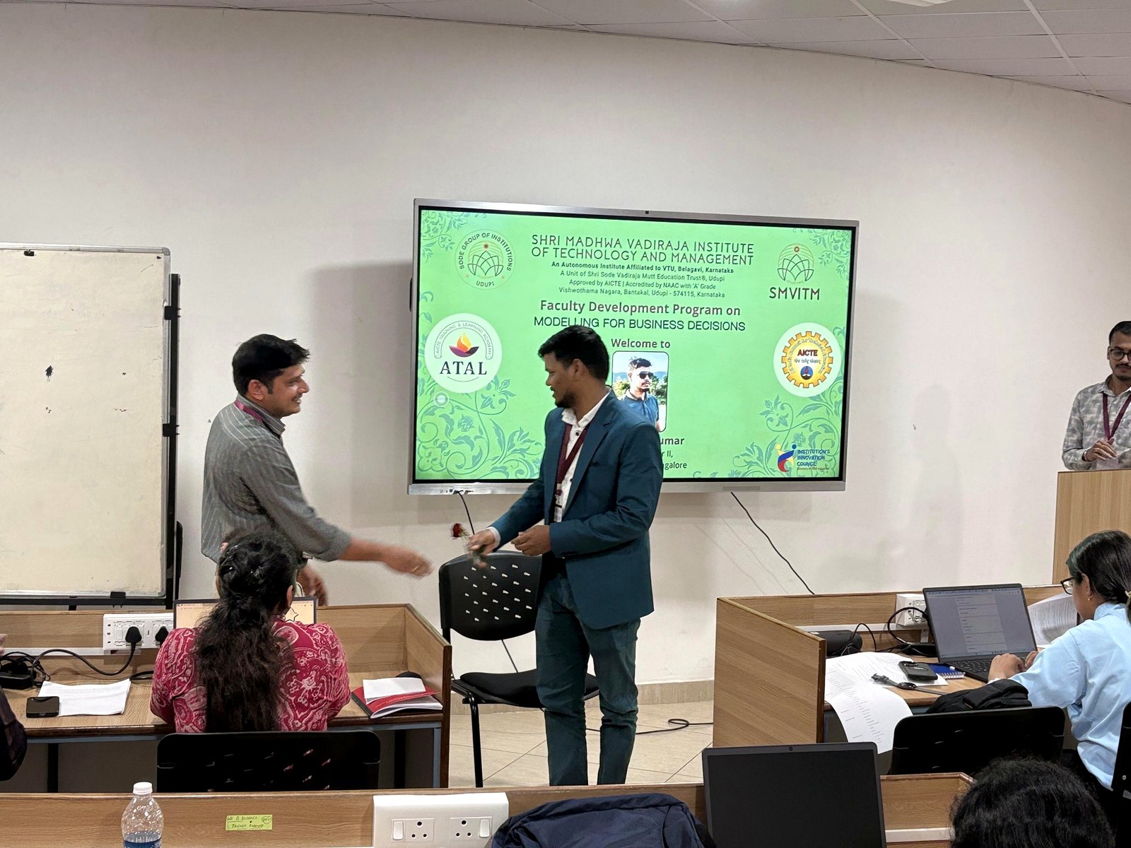Resource person felicitation during the faculty development program.